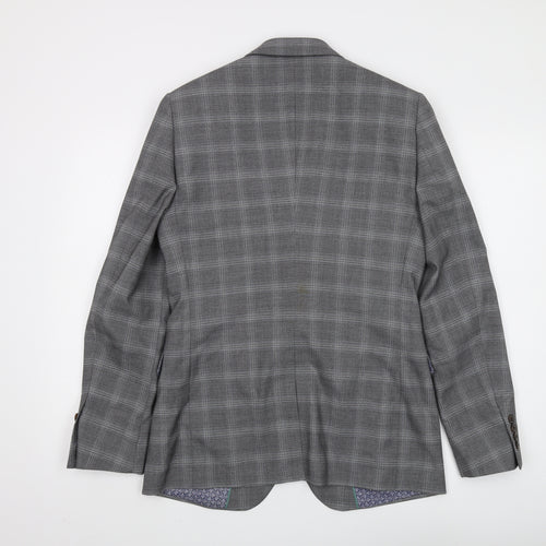 Burton Menswear Grey Check Slim Fit Blazer, 38R