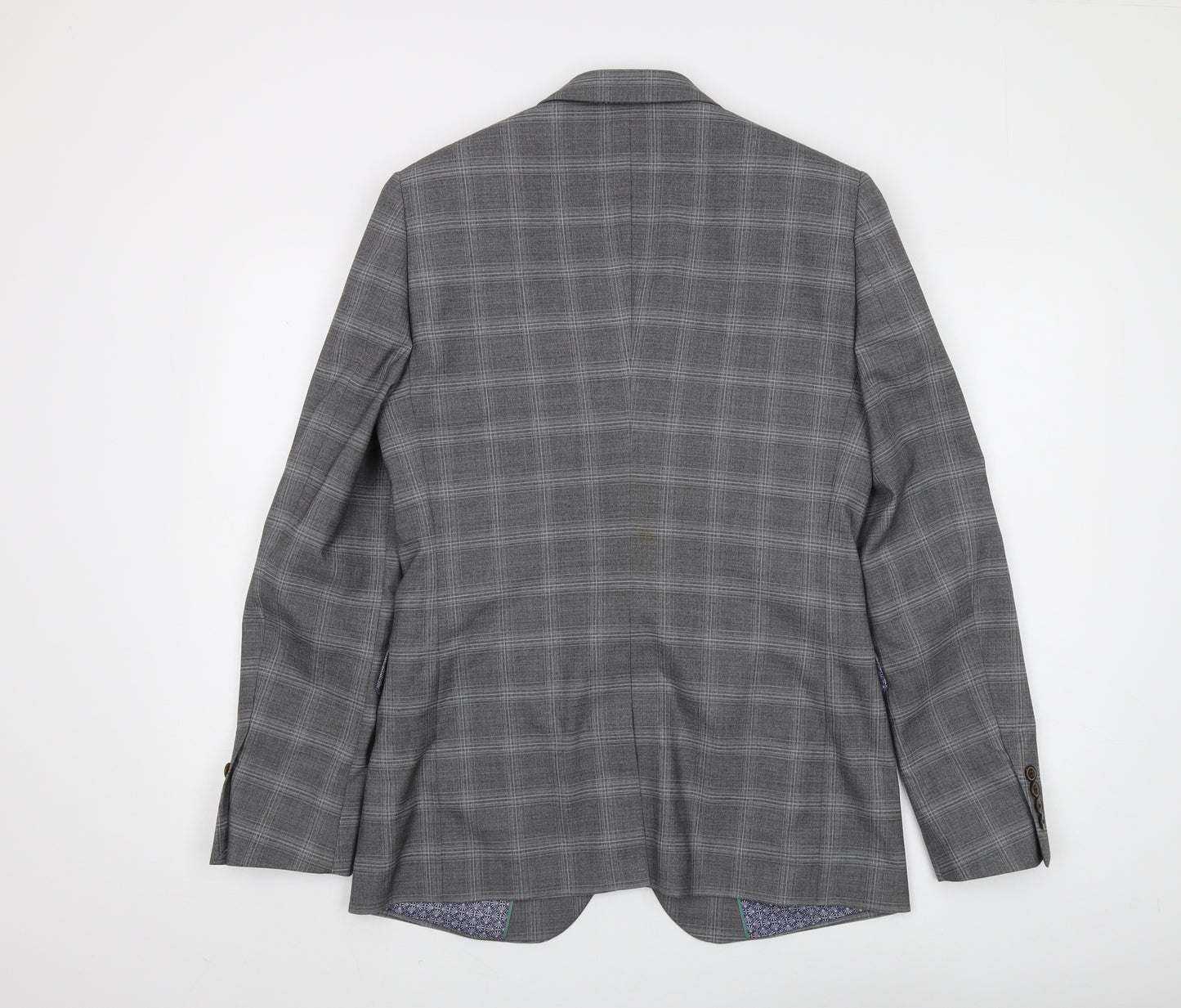 Burton Menswear Grey Check Slim Fit Blazer, 38R