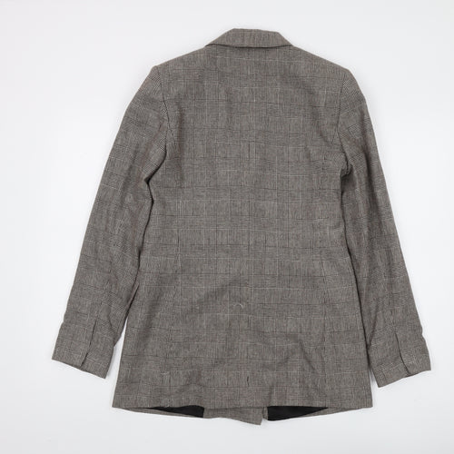 Zara Woman Grey Plaid Blazer, Size 4, Double-Breasted