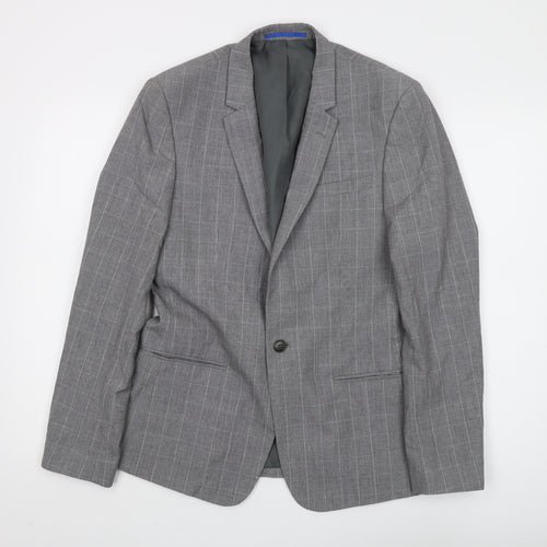 River Island Men's Grey Check Suit Jacket 38R
