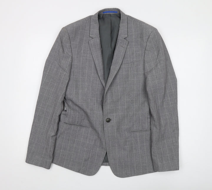 River Island Men's Grey Check Suit Jacket 38R