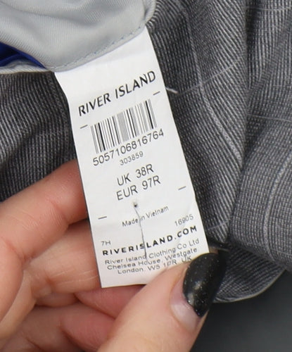 River Island Men's Grey Check Suit Jacket 38R