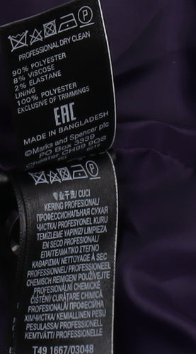 Marks and Spencer Women's Purple Long Overcoat Size 14