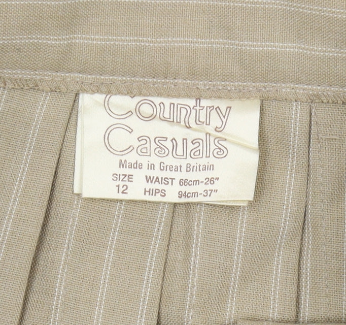 Country Casuals Women's Beige Pleated Skirt Size 12