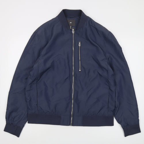 H&M Men's Blue Bomber Jacket M Lightweight Stylish
