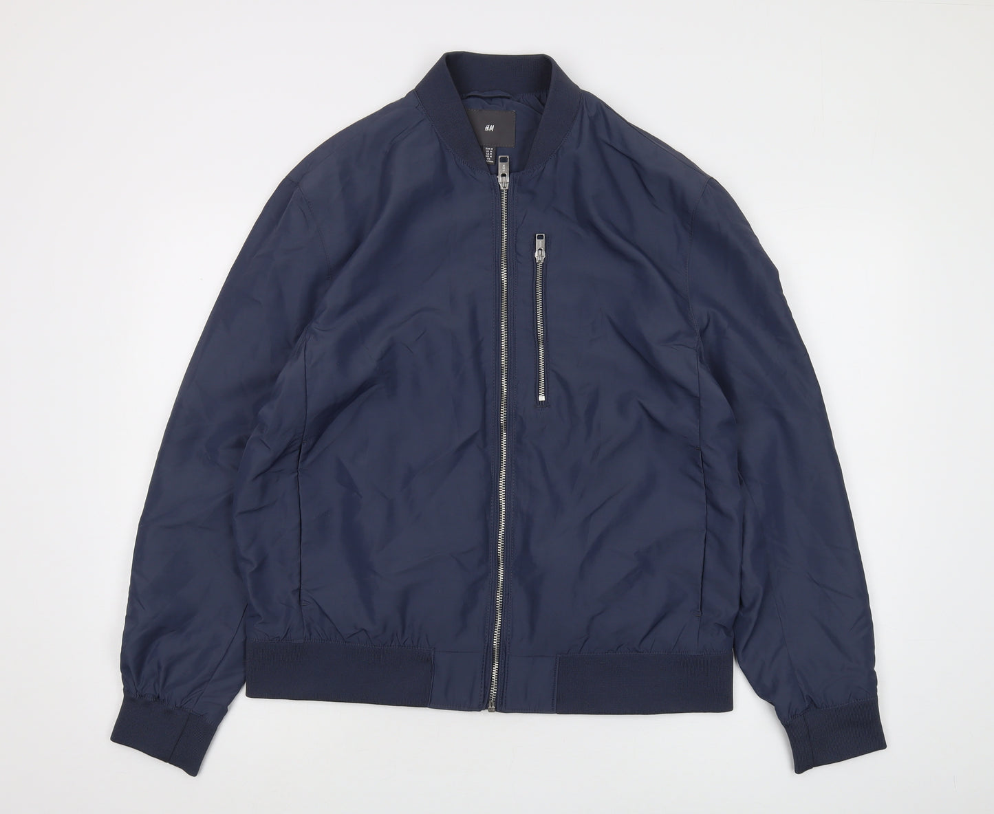 H&M Men's Blue Bomber Jacket M Lightweight Stylish