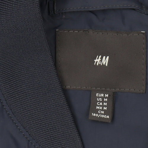 H&M Men's Blue Bomber Jacket M Lightweight Stylish