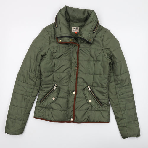 Only Women's Green Puffer Jacket, Size S, Casual Style