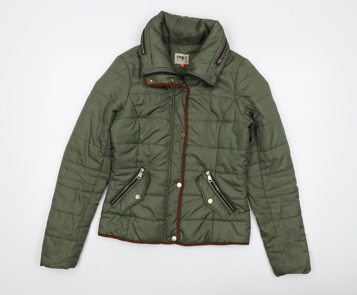 Only Women's Green Puffer Jacket, Size S, Casual Style