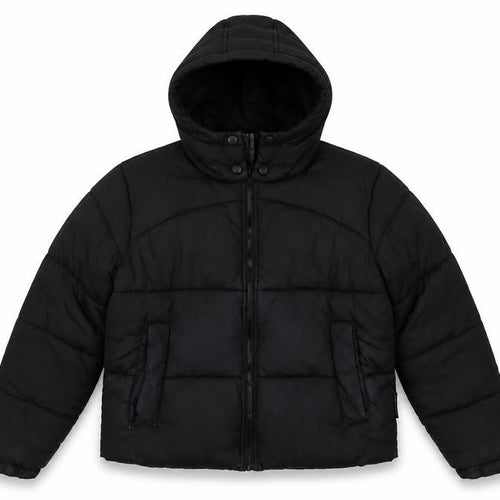 Missguided Women's Black Hooded Puffer Jacket Size 8