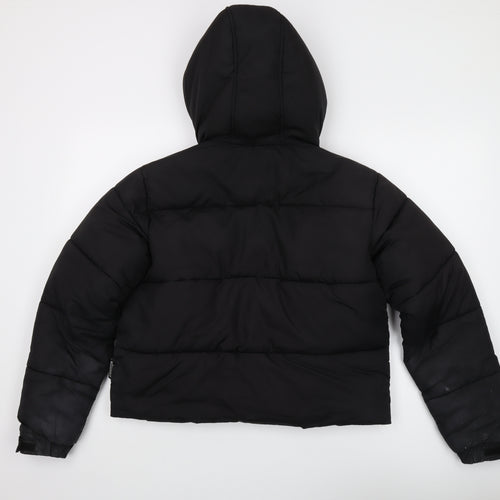 Missguided Women's Black Hooded Puffer Jacket Size 8