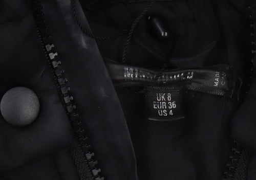 Missguided Women's Black Hooded Puffer Jacket Size 8