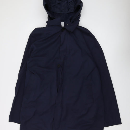 Bellfield Men's Blue Hooded Rain Coat Jacket L