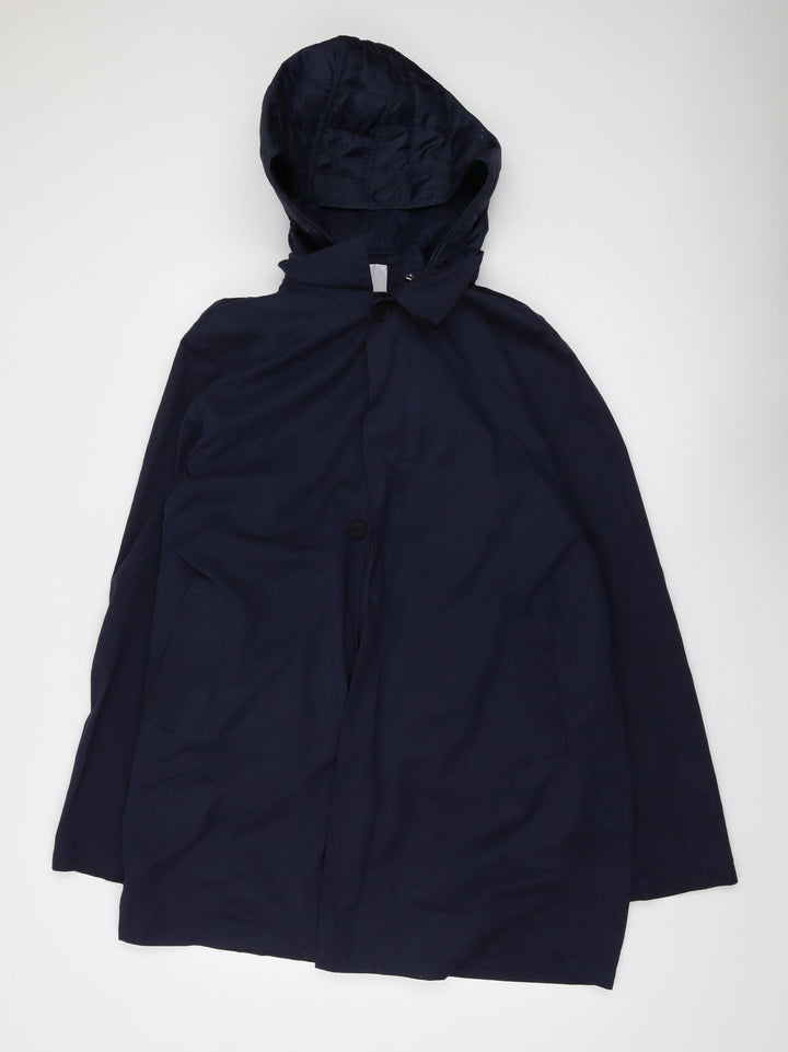 Bellfield Men's Blue Hooded Rain Coat Jacket L
