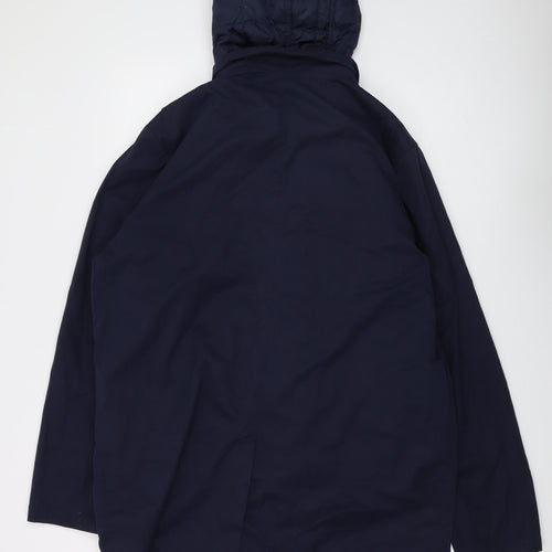 Bellfield Men's Blue Hooded Rain Coat Jacket L
