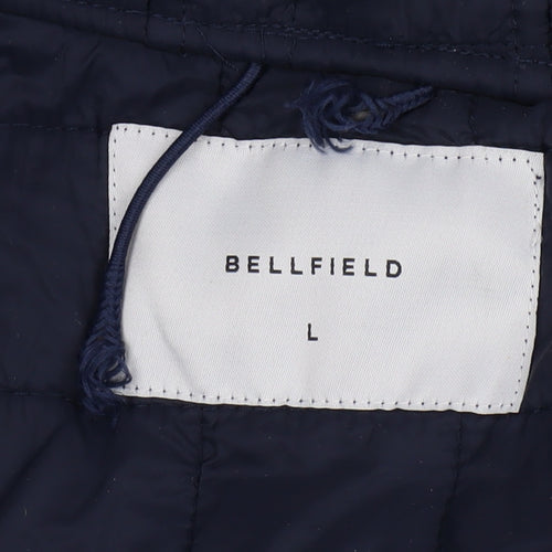 Bellfield Men's Blue Hooded Rain Coat Jacket L