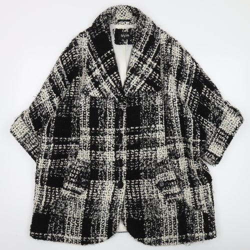 Per Una Women's Black Check Mid-Length Overcoat
