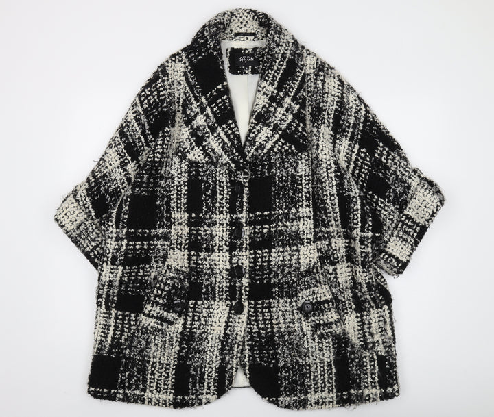 Per Una Women's Black Check Mid-Length Overcoat