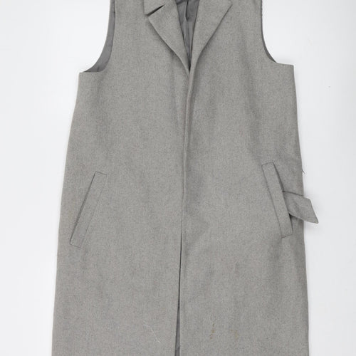 New Look Women's Grey Long Waistcoat UK 12 Sleeveless