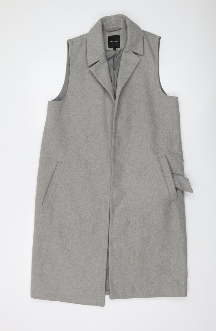New Look Women's Grey Long Waistcoat UK 12 Sleeveless