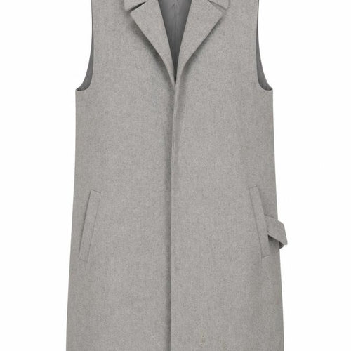 New Look Women's Grey Long Waistcoat UK 12 Sleeveless