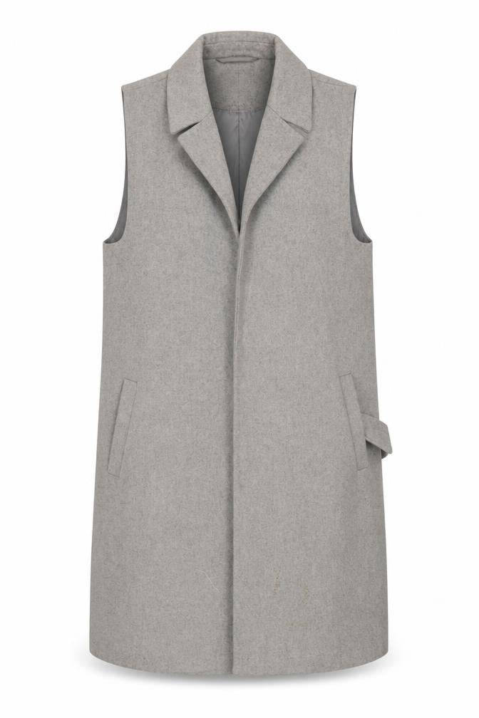 New Look Women's Grey Long Waistcoat UK 12 Sleeveless