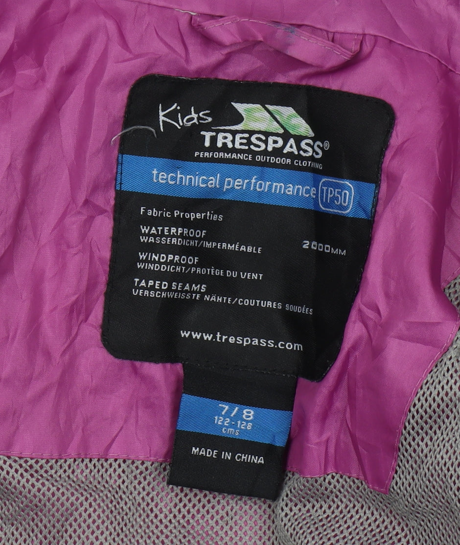 Trespass Girls Pink Waterproof Rain Coat 7-8 Years