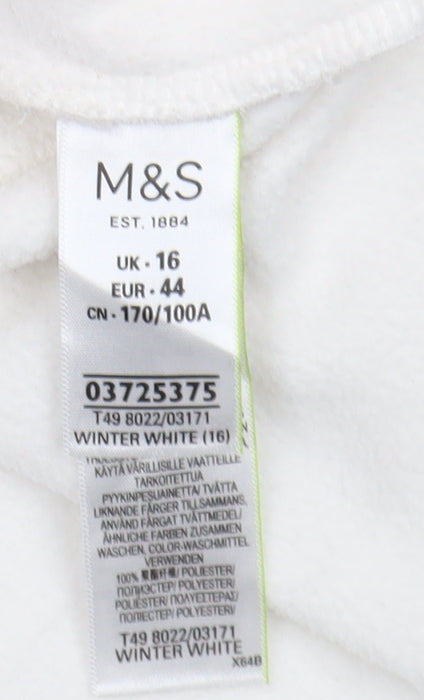 Marks and Spencer Women's White Full Zip Hoodie Size 16