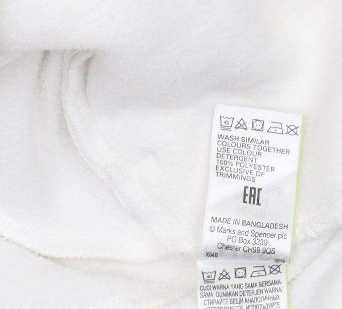 Marks and Spencer Women's White Full Zip Hoodie Size 16