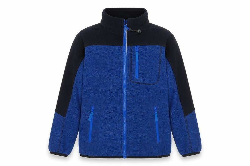 Front view of Crane boys’ blue basic jacket 9-10 years full zip