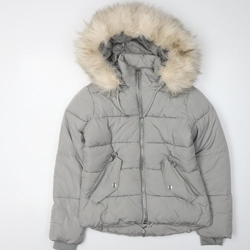Topshop Women's Grey Puffer Jacket Size 4 Winter