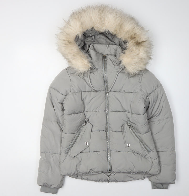Topshop Women's Grey Puffer Jacket Size 4 Winter