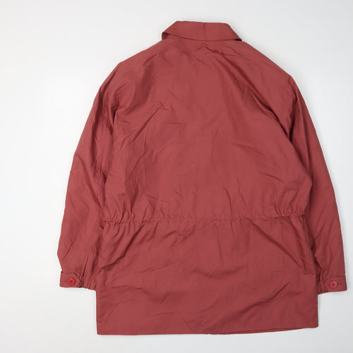 Women's Red Parka Coat UK 14 Casual Button Closure