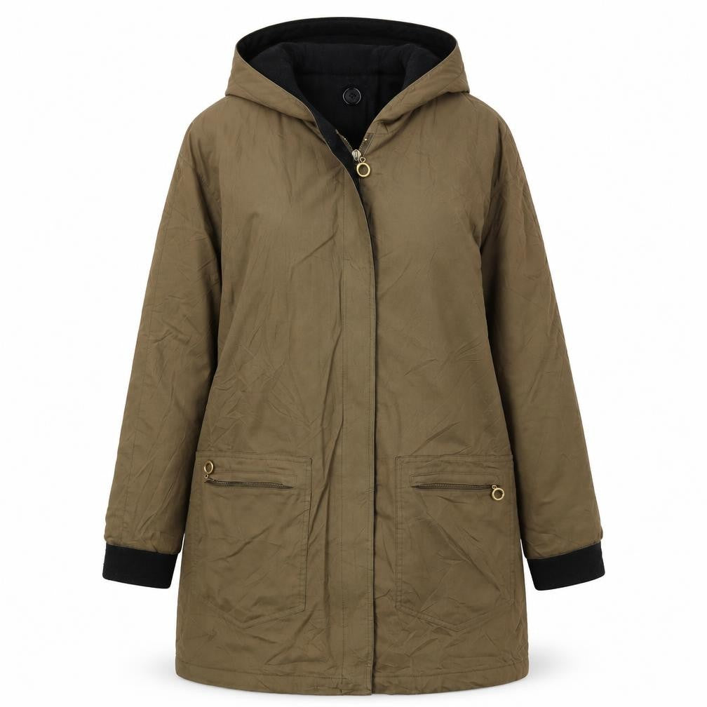 Panwear Women's Brown Hooded Parka Jacket Size 10 Casual