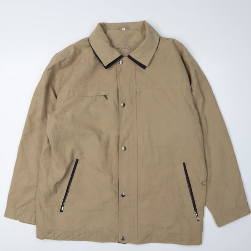 PL-MODE Men's Beige Satin Jacket, L, Collared & Zipped Pockets
