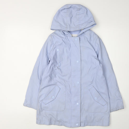 Jasper Conran Girls Blue Rain Coat 9-10 Years Hooded Lightweight