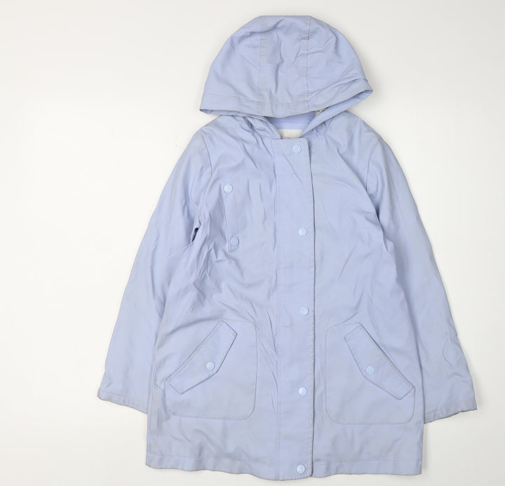 Jasper Conran Girls Blue Rain Coat 9-10 Years Hooded Lightweight