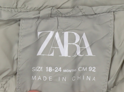 Zara Unisex Green Puffer Jacket 18-24M Quilted Lined