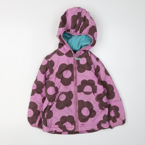 Mini Boden Girls' Floral Pink Puffer Jacket, Ages 5-6