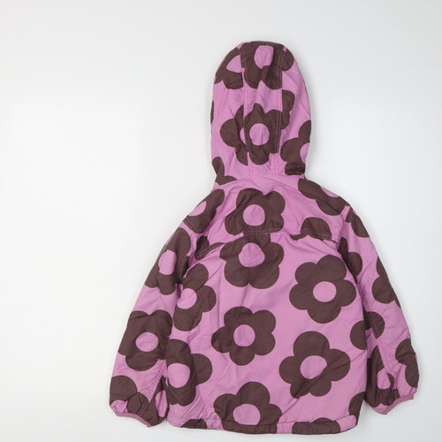 Mini Boden Girls' Floral Pink Puffer Jacket, Ages 5-6