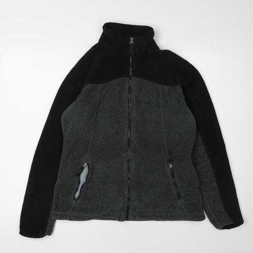 Lands' End Women's Black Grey Fleece Jacket M Casual
