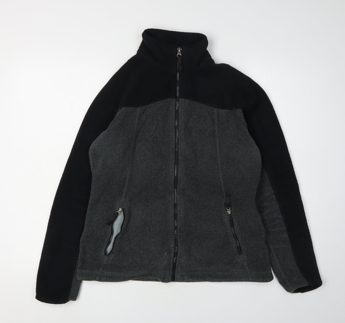 Lands' End Women's Black Grey Fleece Jacket M Casual