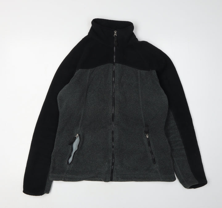 Lands' End Women's Black Grey Fleece Jacket M Casual