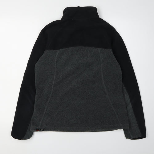 Lands' End Women's Black Grey Fleece Jacket M Casual