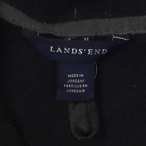 Lands' End Women's Black Grey Fleece Jacket M Casual