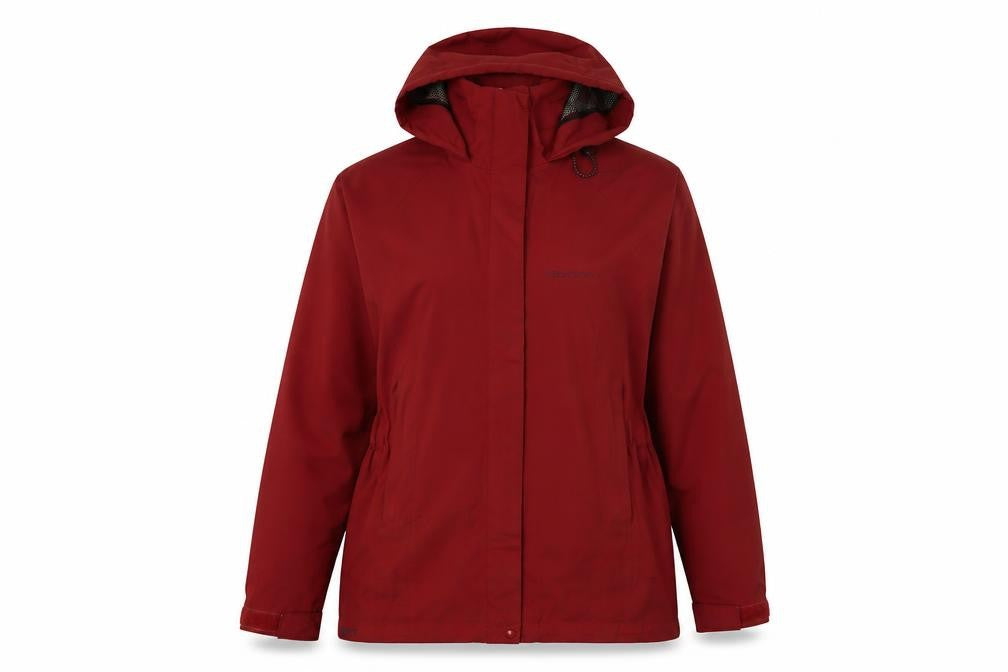 Front view of Karrimor Red Waterproof Hooded Jacket, size 14