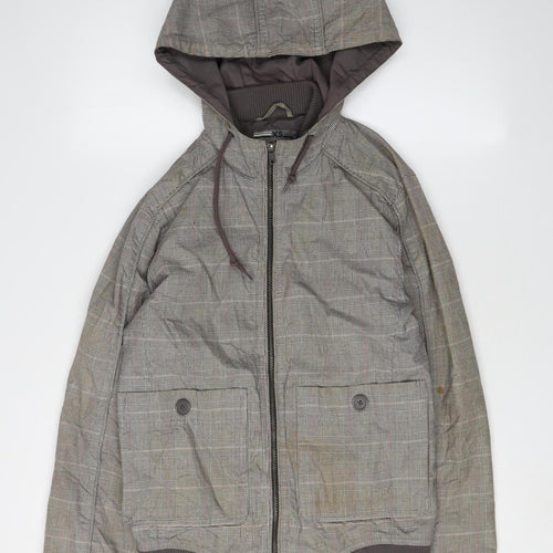 Topman Men's Grey Check Hooded Jacket XS