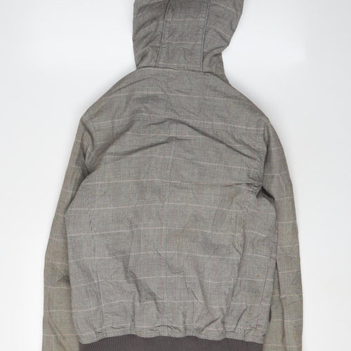 Topman Men's Grey Check Hooded Jacket XS