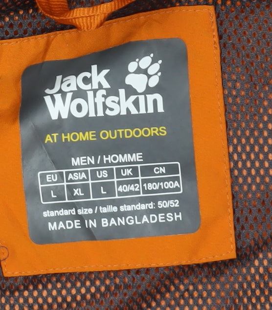 Jack Wolfskin Men's Orange Windbreaker Jacket, Size L