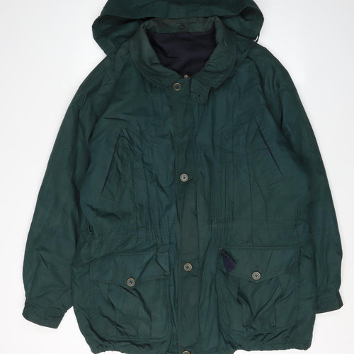 Casual Club Men's Green Parka Jacket L Hooded Outdoor